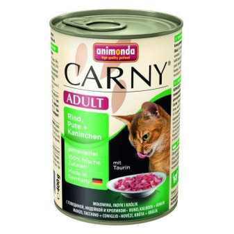Animonda Carny konzerva pre mačky hovädzie+morka+králik 400g