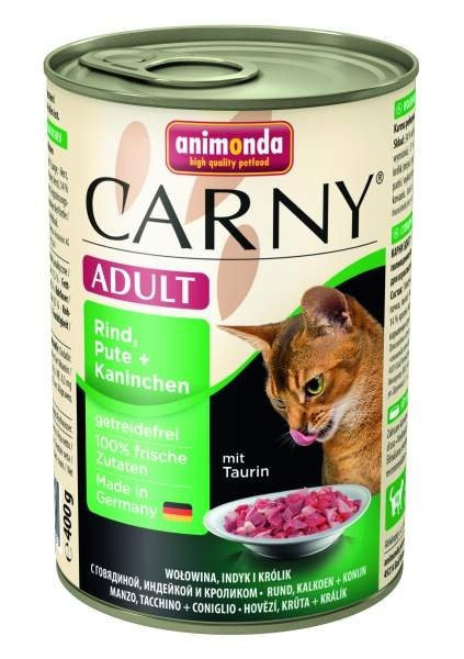 Animonda Carny konzerva pre mačky hovädzie+morka+králik 400g