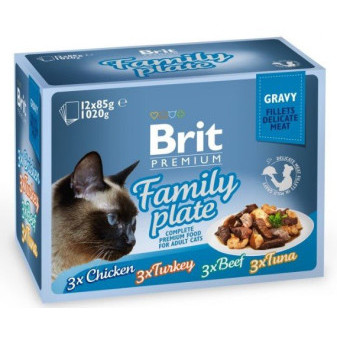 Brit Premium Cat Delikatne Filety w Sosie Family Talerz 1020 g (12x85 g)