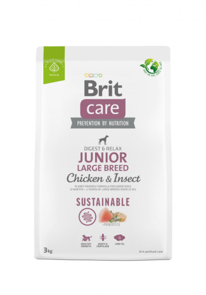 Brit Care Dog Sustainable Junior Large Breed - kurczak i owady, 3kg