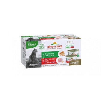 Almo Nature HFC Made In Italy multipack šunka se sýrem/grilovaná krůta 4x70g