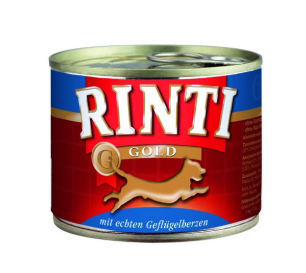 Finnern Rinti Gold puszka dla psów serca drobiowe 185g
