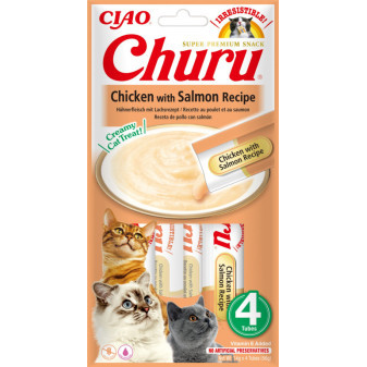 Churu cat masové pyré - kuře, losos 56g