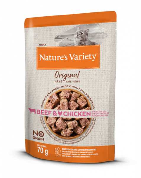 Kapsička Nature´s variety original pro kočky s hovězím a kuřetem 70g