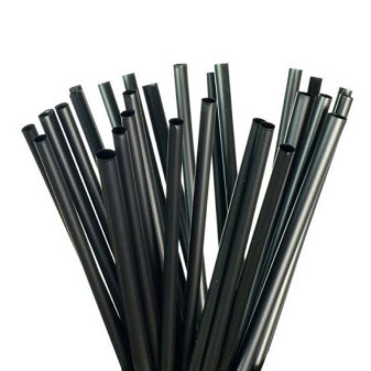 Plastová brčka - slámky 250 x 8mm, černé, 100ks