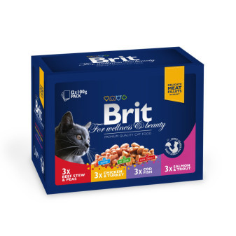 Kapsička Brit Cat Premium Pouches Rodina 12x100g