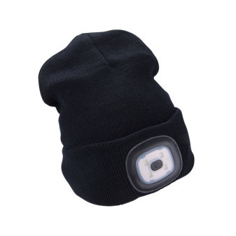 czapka z czołówką 4x45 mb, ładowanie USB, czarna, rozmiar uniwersalny, 73% akryl i 27% poliester