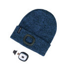 czapka z czołówką 4x45lm, ładowanie USB, niebiesko-czarna, rozmiar uniwersalny, 100% akryl