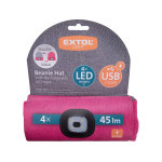 čepice s čelovkou 4x45lm, USB nabíjení, světle šedá/růžová, oboustranná, univerzální velikost, 7