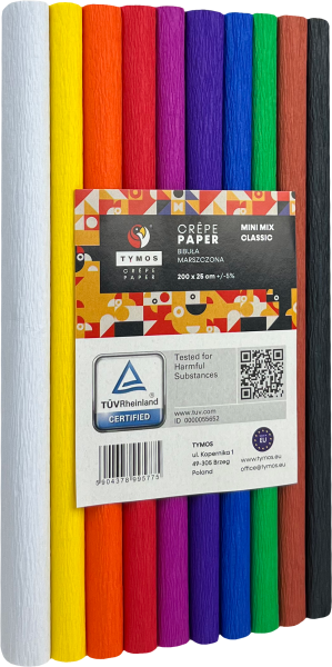 Krepový papír Mini - mix 10 barev, 0,25x2m 28 g/m2 M01