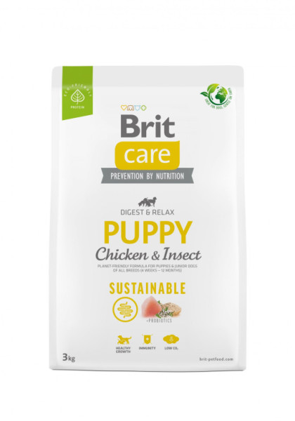 Brit Care Dog Sustainable Puppy - kuracie a insecty, 3kg