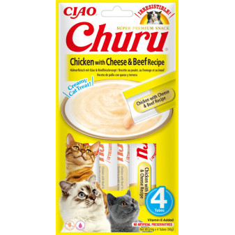 Churu cat mäsové pyré - kura, hovädzie a syr 56g