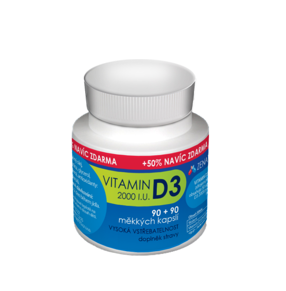 Vitamin D3 2000 I.U. cps.90+90 zdarma