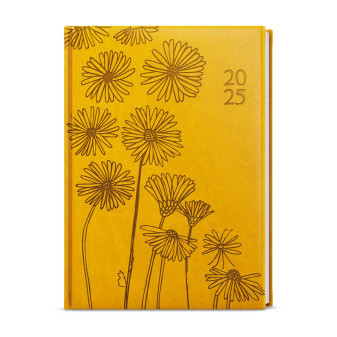 Kalendarz tygodniowy - Prokop - Vivella z wytłoczeniem - B6 - ochra - Kwiaty