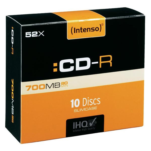 Intenso CD-R, 1001622, 10-pack, 700MB, 80min., 12cm, bez možnosti potisku, slim case, Standard,