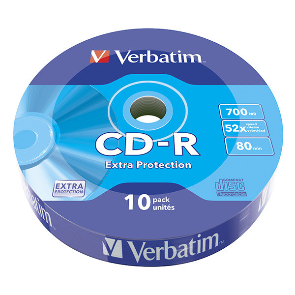 Verbatim CD-R, 43725, 10-pack, 700MB, Extra Protection, 52x, 80min., 12cm, wrap, Standard, pro a