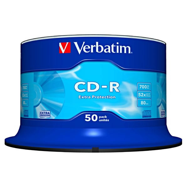 Verbatim CD-R, 43351, DataLife, 50-pack, 700MB, Extra Protection, 52x, 80min., 12cm, bez možnost