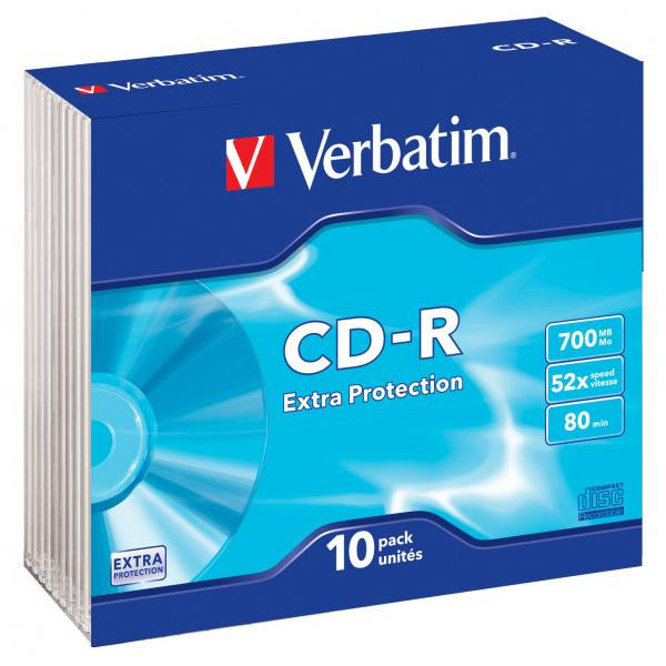 Verbatim CD-R, 43415, DataLife, 10-pack, 700MB, Extra Protection, 52x, 80min., 12cm, bez možnost