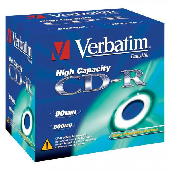 Verbatim CD-R, 43428, DataLife, 10-pack, 800MB, Extra Protection, 40x, 90min., 12cm, bez možnost