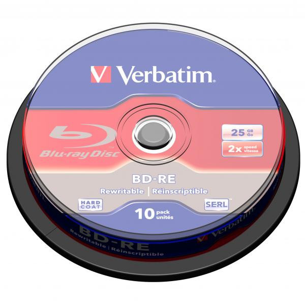 Verbatim BD-RE, Single Layer ScratchGuard Plus, 25GB, cake box, 43694, 2x, 10-pack, pro archivac