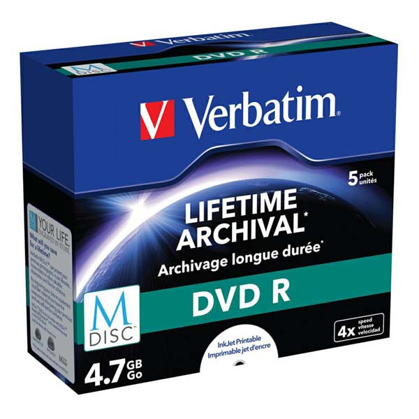 Verbatim M-Disc DVD R, 43821, 5-pack, GBGB, 4x, jewel box, pro archivaci dat