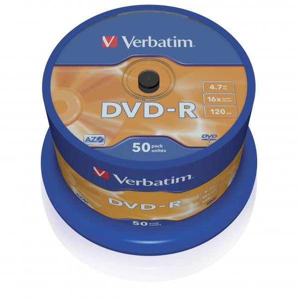 Verbatim DVD-R, 43548, DataLife PLUS, 50-pack, 4.7GB, 16x, 12cm, General, Advanced Azo+, cake bo