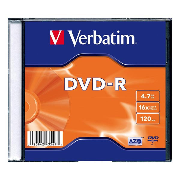 Verbatim DVD-R, 43547, DataLife PLUS, 20-pack, 4.7GB, 16x, 12cm, General, Standard, slim box, Ma