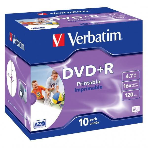 Verbatim DVD+R, 43508, DataLife PLUS, 10-pack, 4.7GB, 16x, 12cm, General, Advanced Azo+, jewel b
