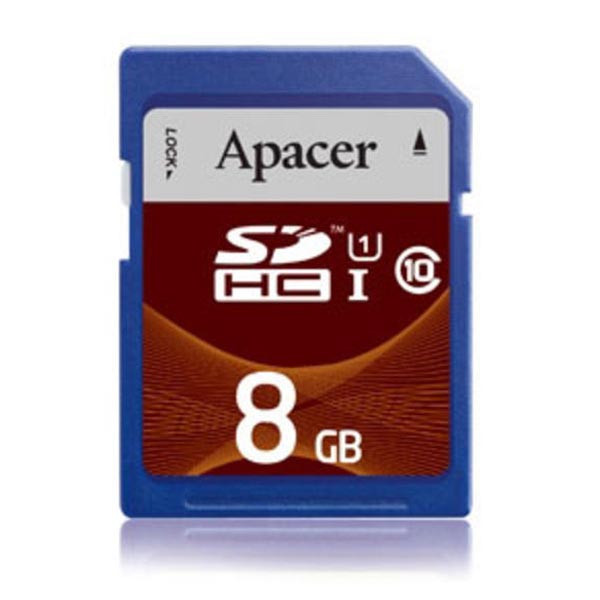Apacer paměťová karta Secure Digital, 8GB, SDHC, AP8GSDHC10U1-R, UHS-I U1 (Class 10)
