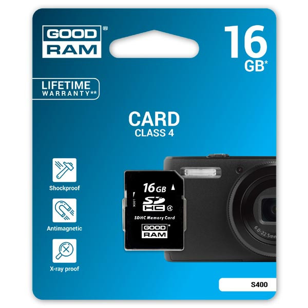 Goodram Secure Digital Card, 16GB, SDHC, S400-0160R11, Class 4