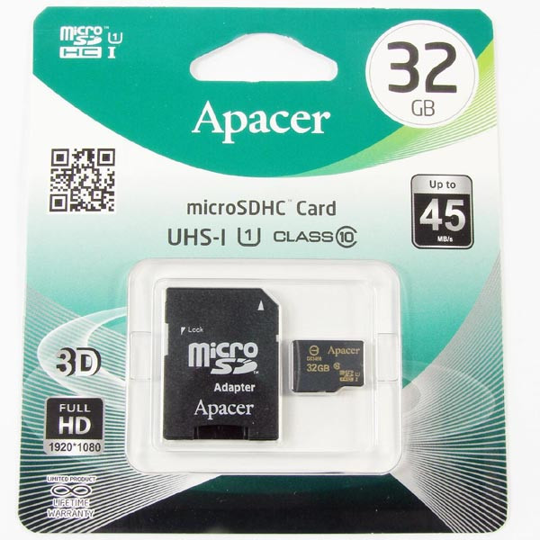 Apacer paměťová karta Secure Digital, 32GB, micro SDHC, AP32GMCSH10U1-R, UHS-I U1 (Class 10), s