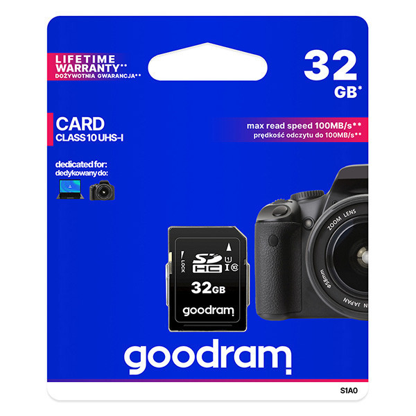 Goodram Secure Digital Card, 32GB, SDHC, S1A0-0320R12, UHS-I U1 (Class 10)