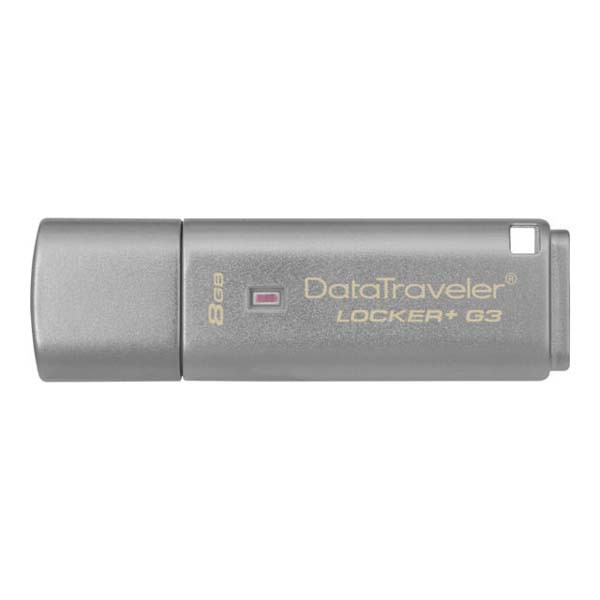 Kingston USB flash disk, USB 3.0 (3.2 Gen 1), 8GB, Data Traveler Locker+ G3, stříbrný, DTLPG3/8G