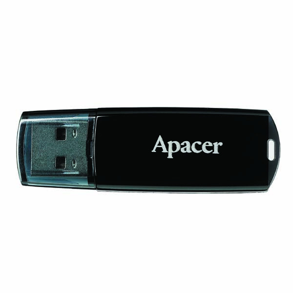 Apacer USB flash disk, USB 2.0, 16GB, AH322, černý, AP16GAH322B-1, USB A, s krytkou