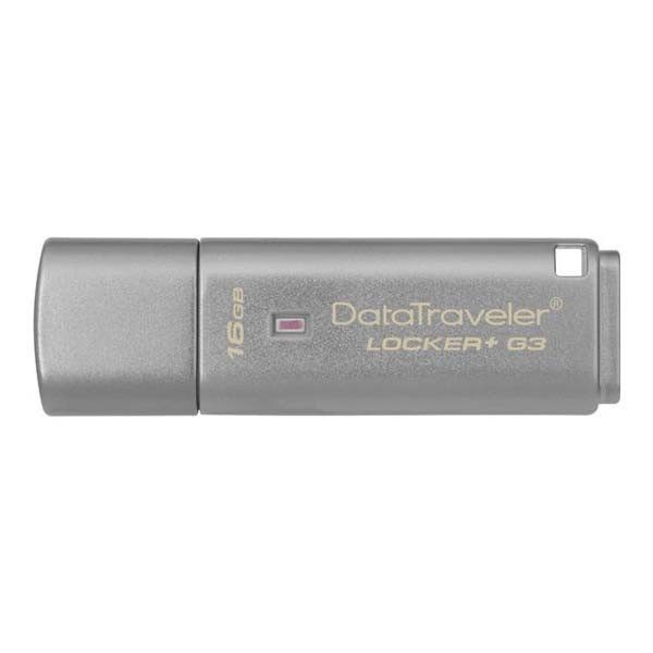 Kingston USB flash disk, USB 3.0 (3.2 Gen 1), 16GB, Data Traveler Locker+ G3, stříbrný, DTLPG3/1