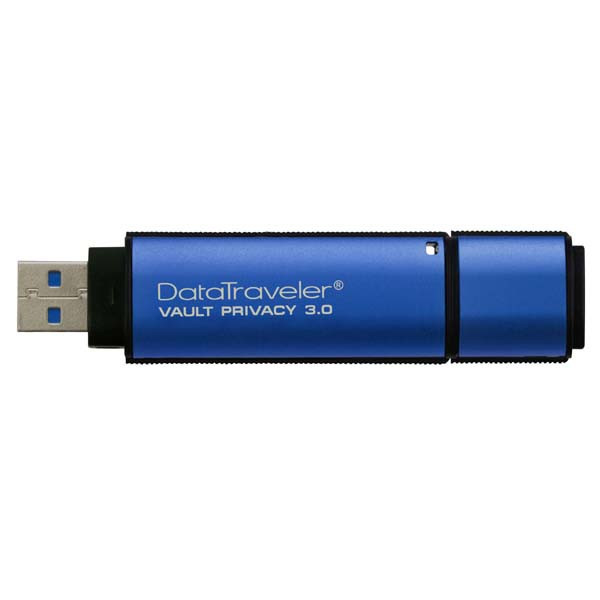 Kingston USB flash disk, USB 3.0 (3.2 Gen 1), 16GB, Data Traveler Vault Privacy, modrý, DTVP30/1