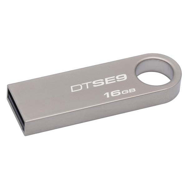 Kingston USB flash disk, USB 2.0, 16GB, Data Traveler SE9, stříbrný, DTSE9H/16GB, USB A, s poutk