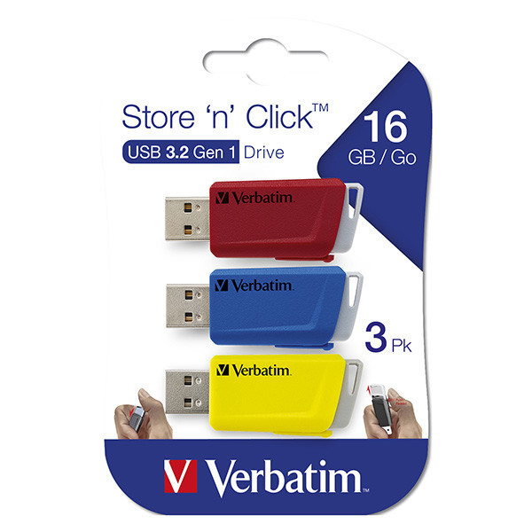 Verbatim USB flash disk, USB 3.0 (3.2 Gen 1), 16GB, Store N Click, mix barev, 49306, USB A, s vý