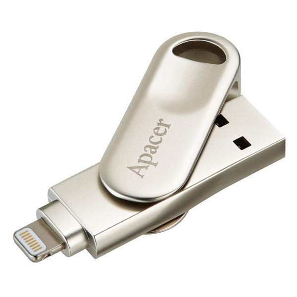 Apacer USB flash disk OTG, USB 3.0 (3.2 Gen 1), 32GB, AH790, stříbrný, AP32GAH790S-1, USB A / Li
