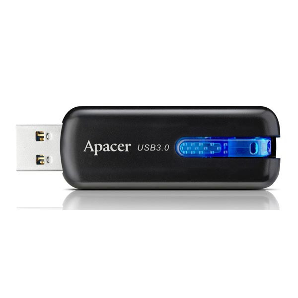 Apacer USB flash disk, 3.0, 32GB, AH354, černý, modrý, AP32GAH354B-1, s výsuvným konektorem