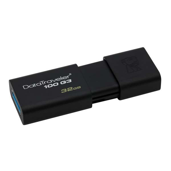 Kingston USB flash disk, USB 3.0 (3.2 Gen 1), 32GB, DataTraveler 100 Gen3, černý, DT100G3/32GB,