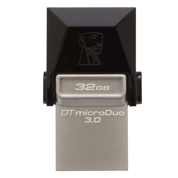 Kingston USB flash disk OTG, 3.0/microUSB, 32GB, DataTraveler microDuo, černý, stříbrný, DTDUO3/