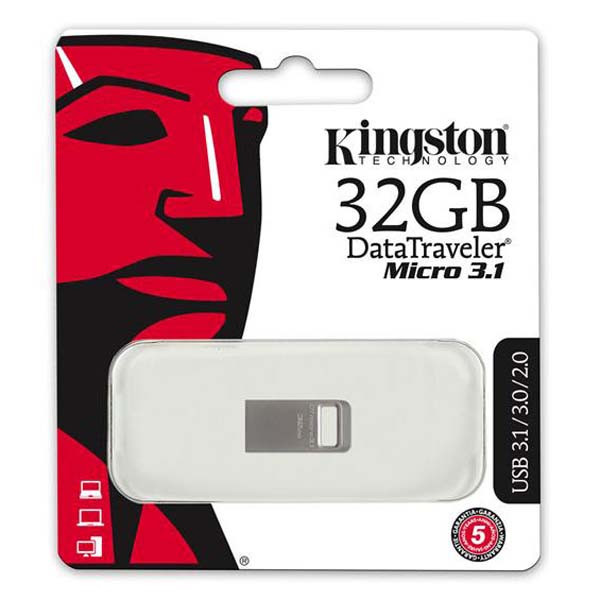 Kingston USB flash disk, USB 3.0 (3.2 Gen 1), 32GB, DataTraveler Micro, stříbrný, DTMC3/32GB, US