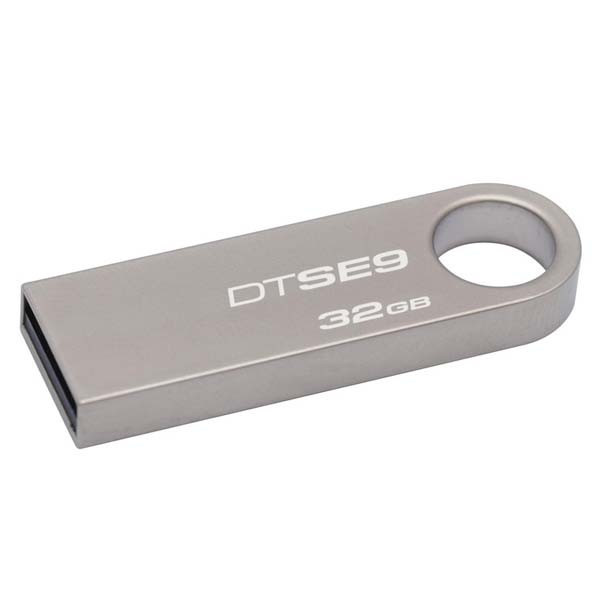 Kingston USB flash disk, USB 2.0, 32GB, Data Traveler SE9, stříbrný, DTSE9H/32GB, USB A, s poutk
