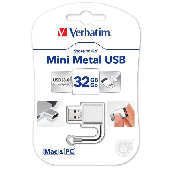 Verbatim USB flash disk, USB 3.0 (3.2 Gen 1), 32GB, Mini Metal, Store N Go, stříbrný, 49840, USB