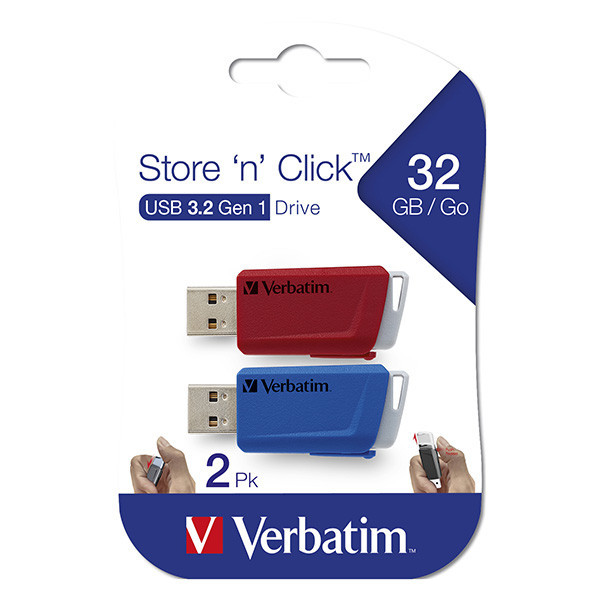 Verbatim USB flash disk, USB 3.0 (3.2 Gen 1), 32GB, Store N Click, mix barev, 49308, USB A, s vý