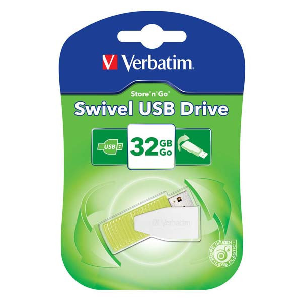 Verbatim USB flash disk, USB 2.0, 32GB, Swivel, eukalyptově zelený, 49815, s otočnou krytkou