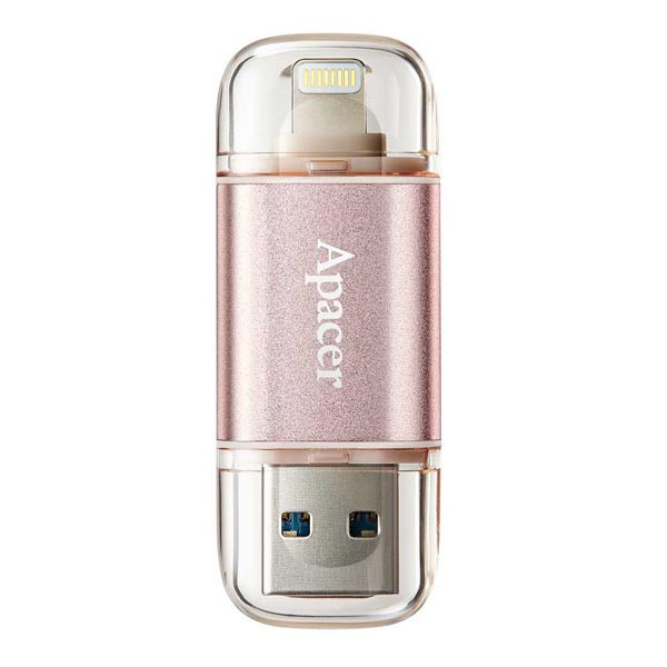 Apacer USB flash disk OTG, USB 3.0 (3.2 Gen 1), 64GB, AH190, růžový, AP64GAH190H-1, USB A / Ligh