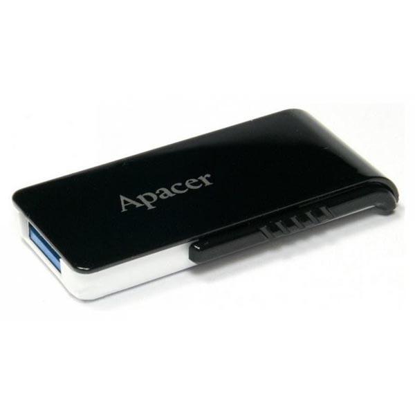 Apacer USB flash disk, USB 3.0 (3.2 Gen 1), 64GB, AH350, černý, AP64GAH350B-1, USB A, s výsuvným