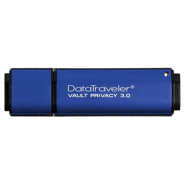 Kingston USB flash disk, USB 3.0 (3.2 Gen 1), 64GB, Data Traveler Vault Privacy, modrý, DTVP30/6